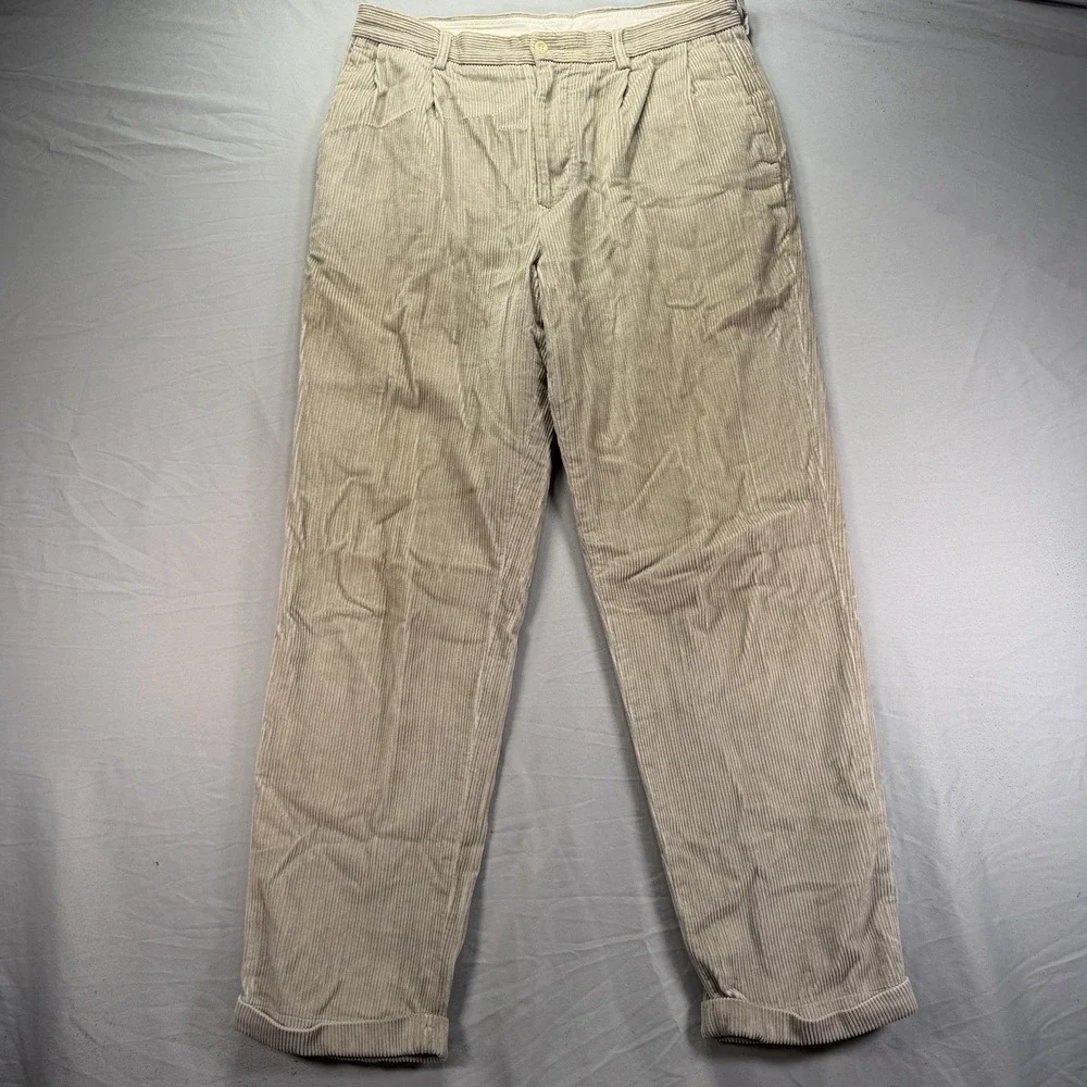 Nautica Corduroy Pants Mens 34x32 Brown Rigger Wide Whale Rayon Cotton